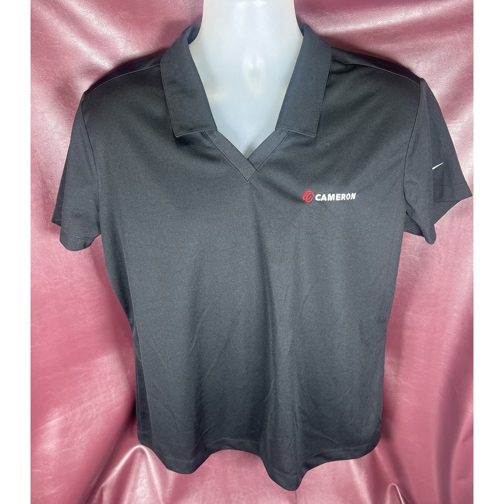 Nike Women Golf Dri Fit Short Sleeve Shirt Black Logo‎ On Front Is Cameron NWT